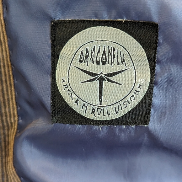 HP❤️‍🔥Vntg Dragonfly Rock N Roll Vision Corduroy blazer with hoodie - Picture 9 of 11